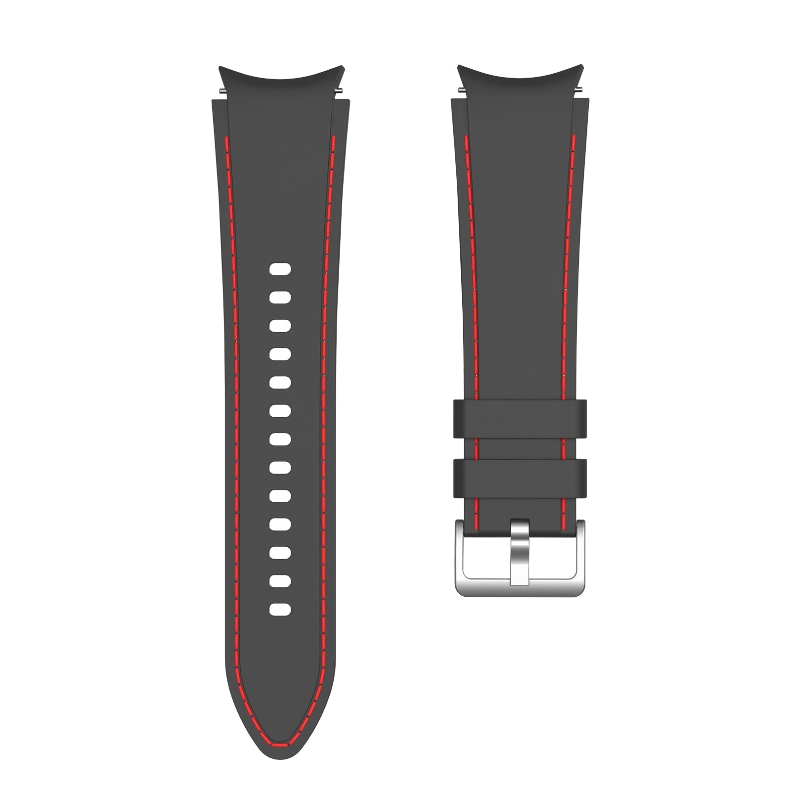 Smartwatch-Armband Silikon 20 mm Schwarz-Rot flexibel für Galaxy Watch 4
