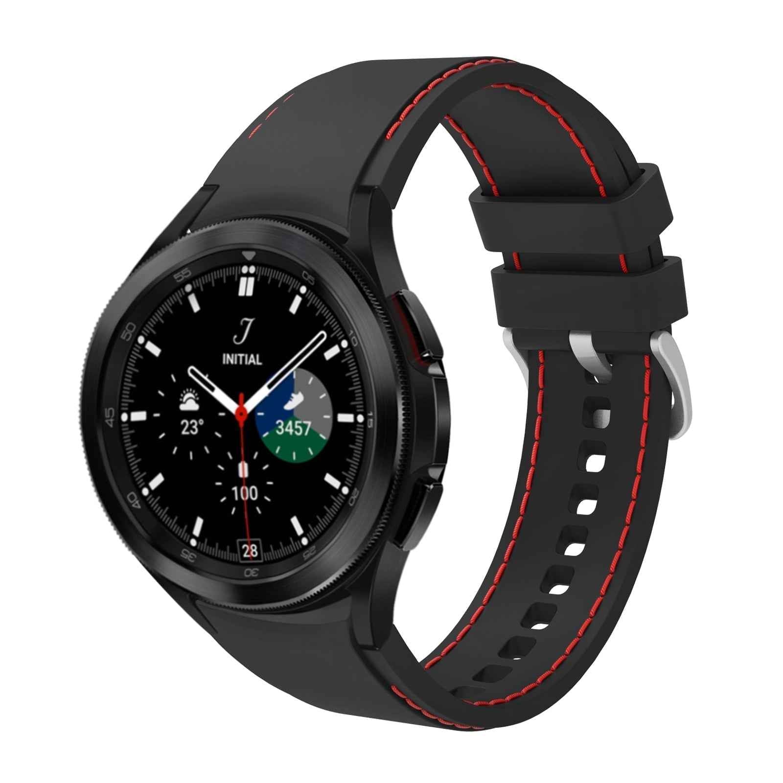 SYSTEM-S Armband flexibel aus Silikon 20mm für Samsung Galaxy Watch 4 Smartwatch Schwarz