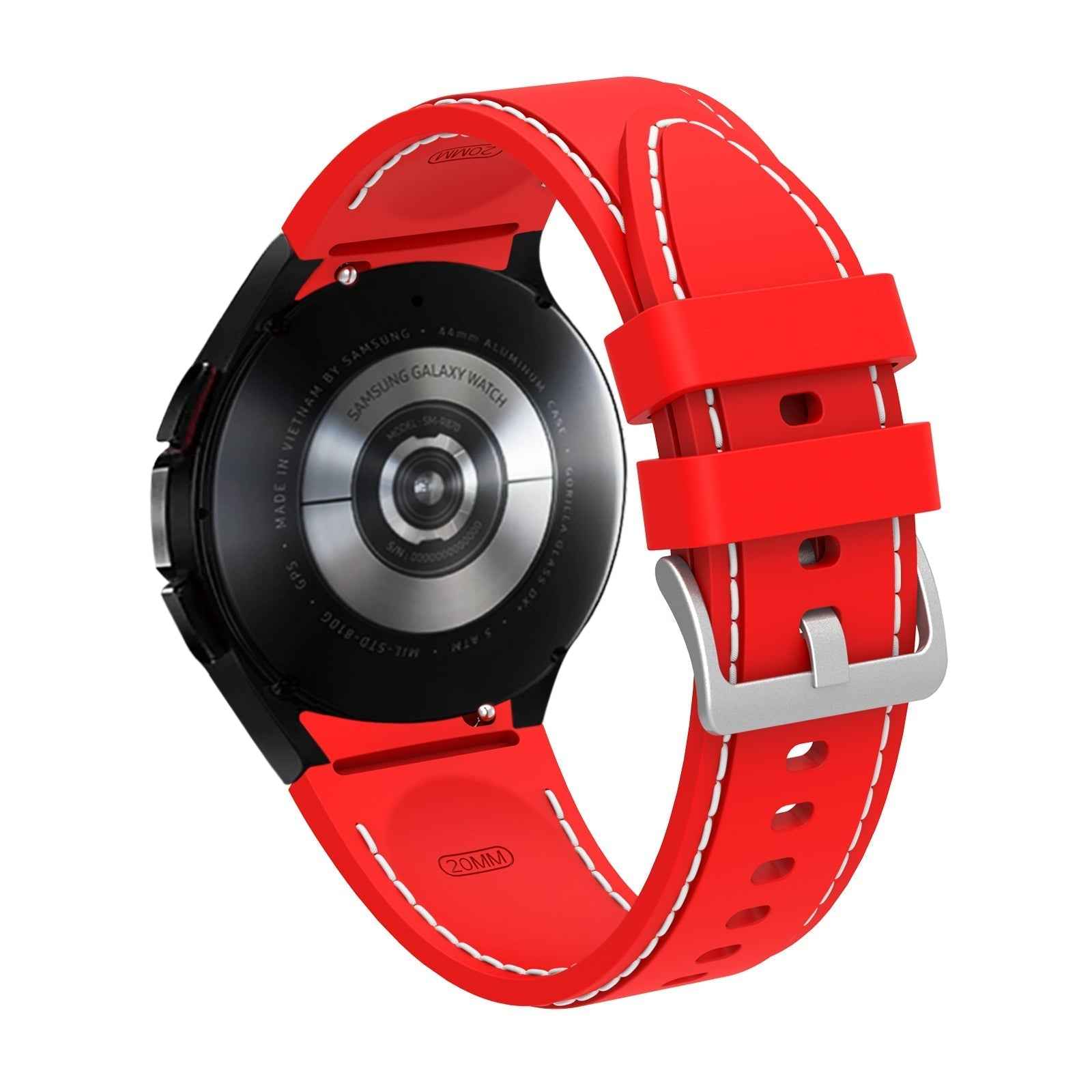 SYSTEM-S Armband flexibel aus Silikon 20mm für Samsung Galaxy Watch 4 Smartwatch Rot