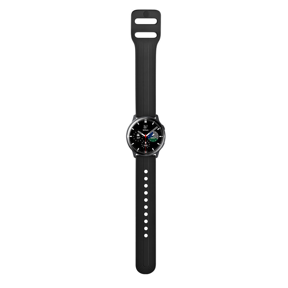 Smartwatch-Armband Silikon 22 mm schwarz liniert flexibel 79402006 | SYSTEM-S