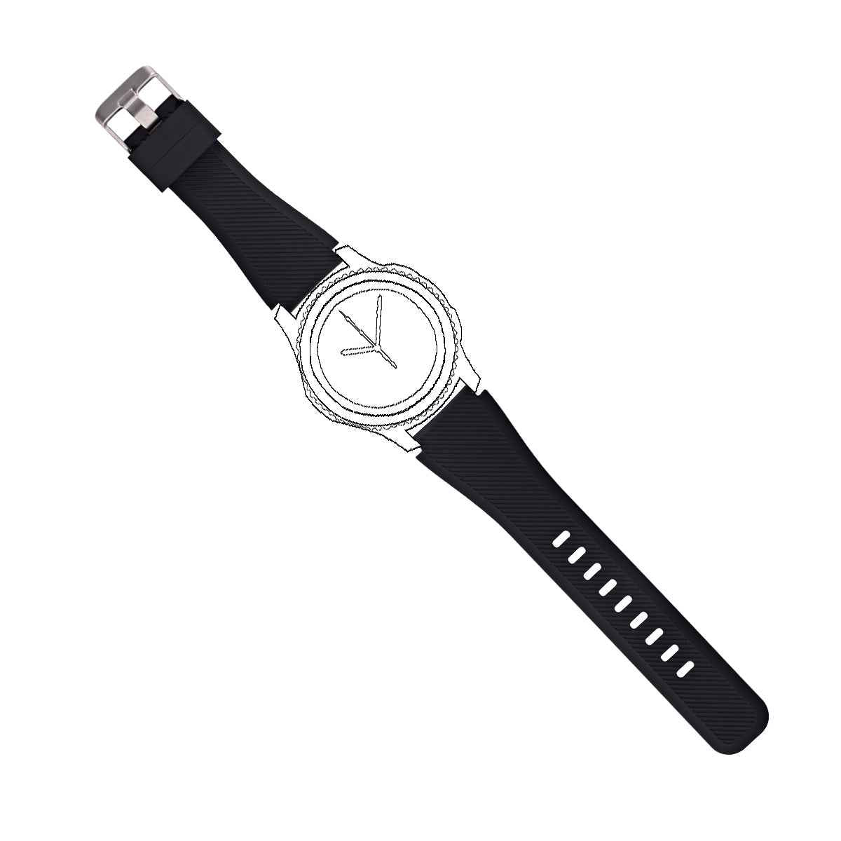 SYSTEM-S Armband flexibel aus Silikon 22mm für Samsung Gear S3 Smartwatch in Schwarz