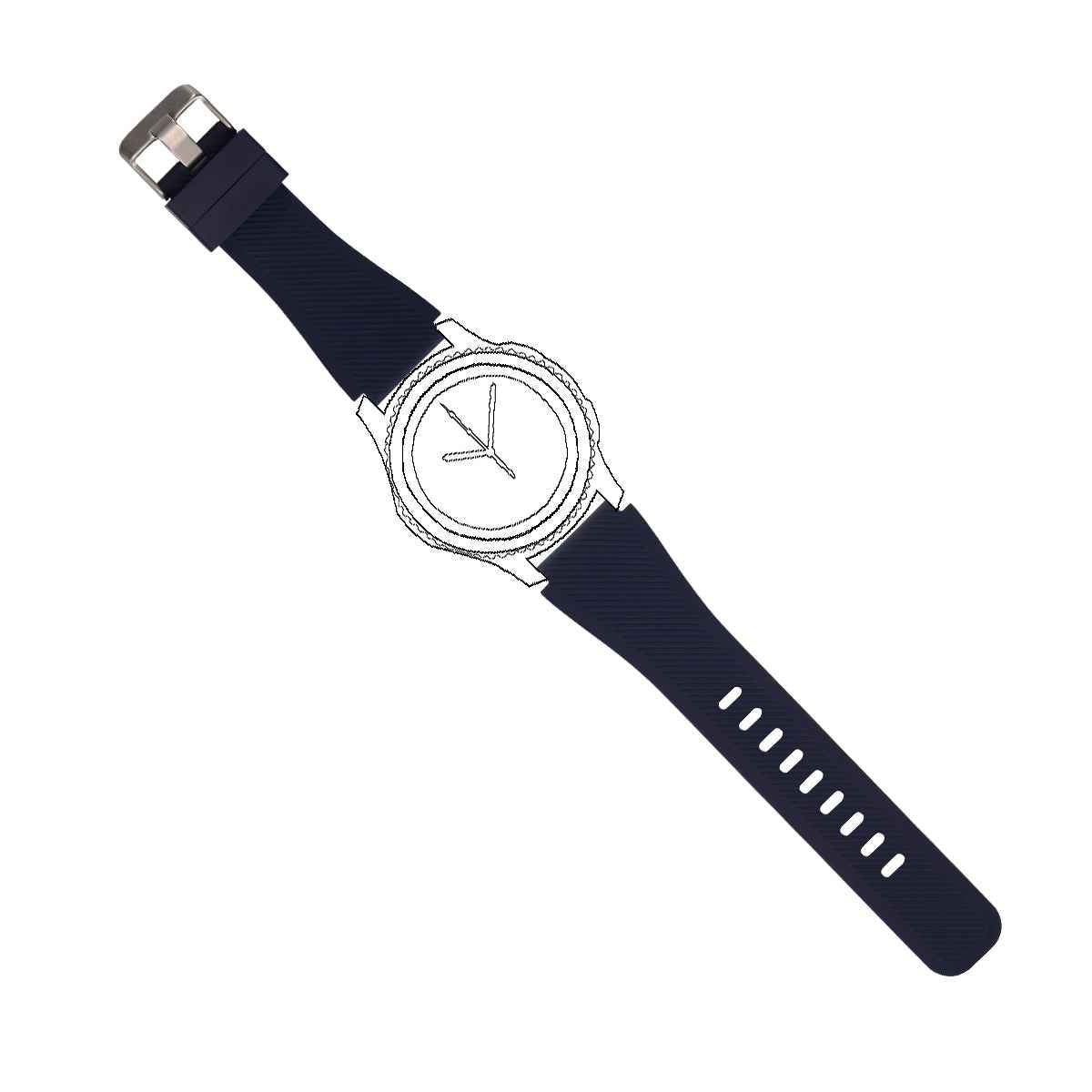 SYSTEM-S Armband flexibel aus Silikon 22mm für Samsung Gear S3 Smartwatch in Dunkelblau