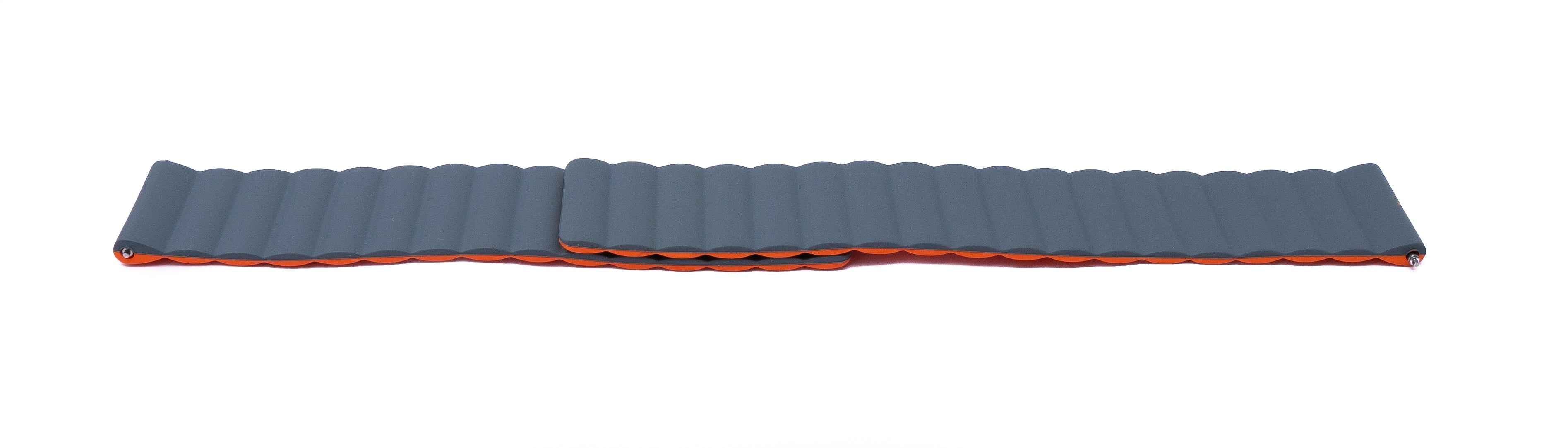 SYSTEM-S Armband 20 mm aus Silikon magnetisch für Smartwatch in Orange Grau