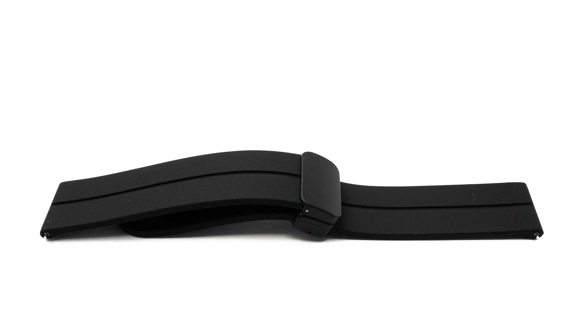 SYSTEM-S Armband 20 mm aus Silikon mit Kippfaltschließe für Smartwatch in Schwarz