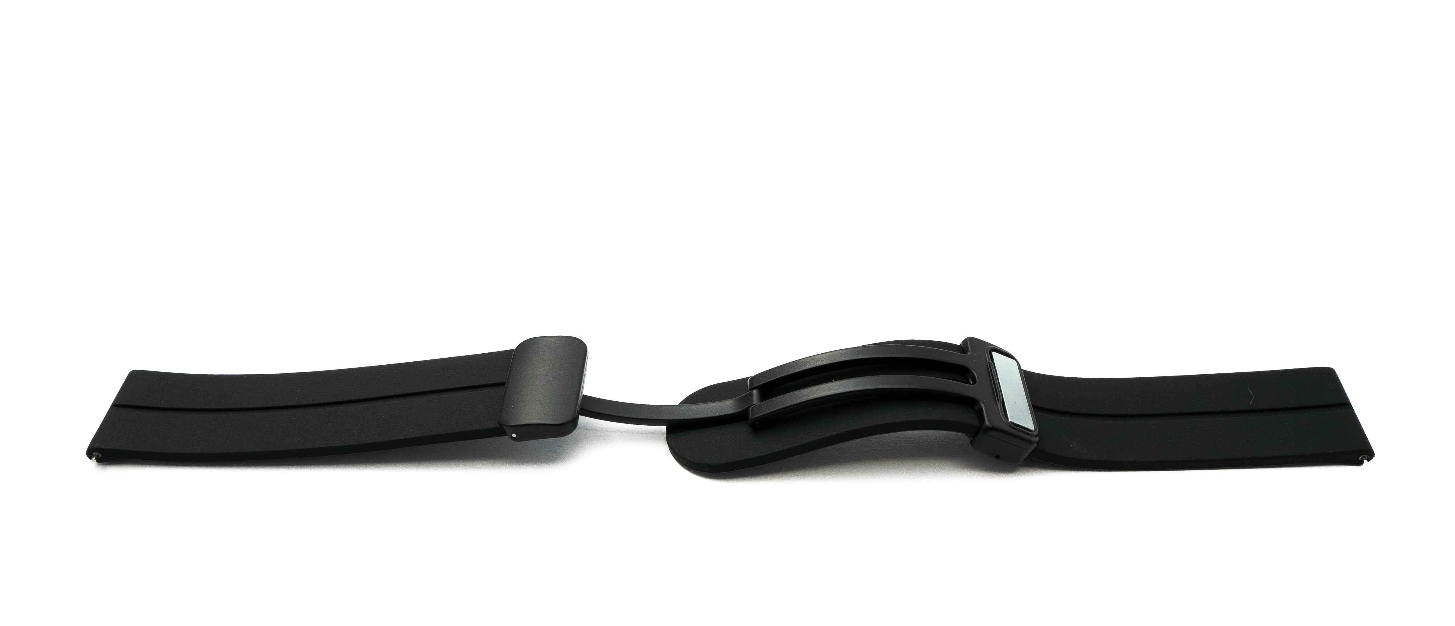 SYSTEM-S Armband 20 mm aus Silikon mit Kippfaltschließe für Smartwatch in Schwarz