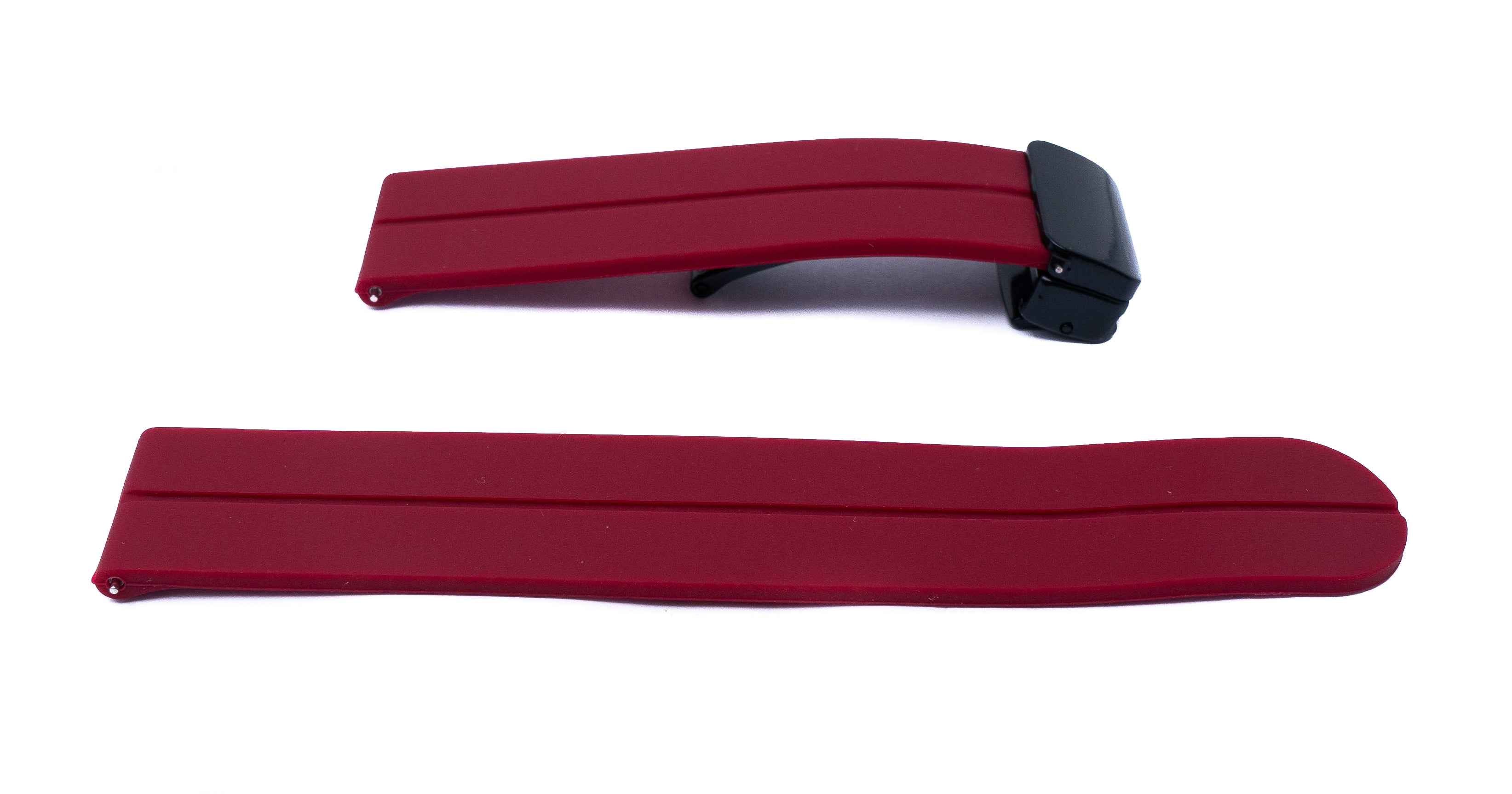 SYSTEM-S Armband 20 mm aus Silikon mit Kippfaltschließe für Smartwatch in Rot