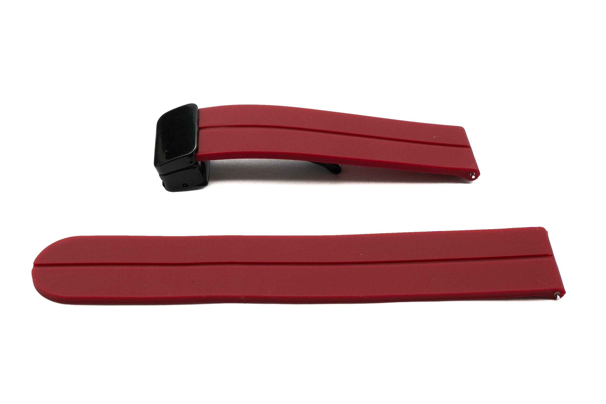 SYSTEM-S Armband 20 mm aus Silikon mit Kippfaltschließe für Smartwatch in Rot