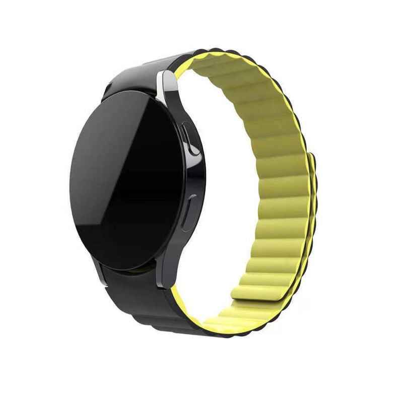 SYSTEM-S Armband 20 mm aus Silikon magnetisch für Samsung Galaxy Watch 5 4 Schwarz Gelb