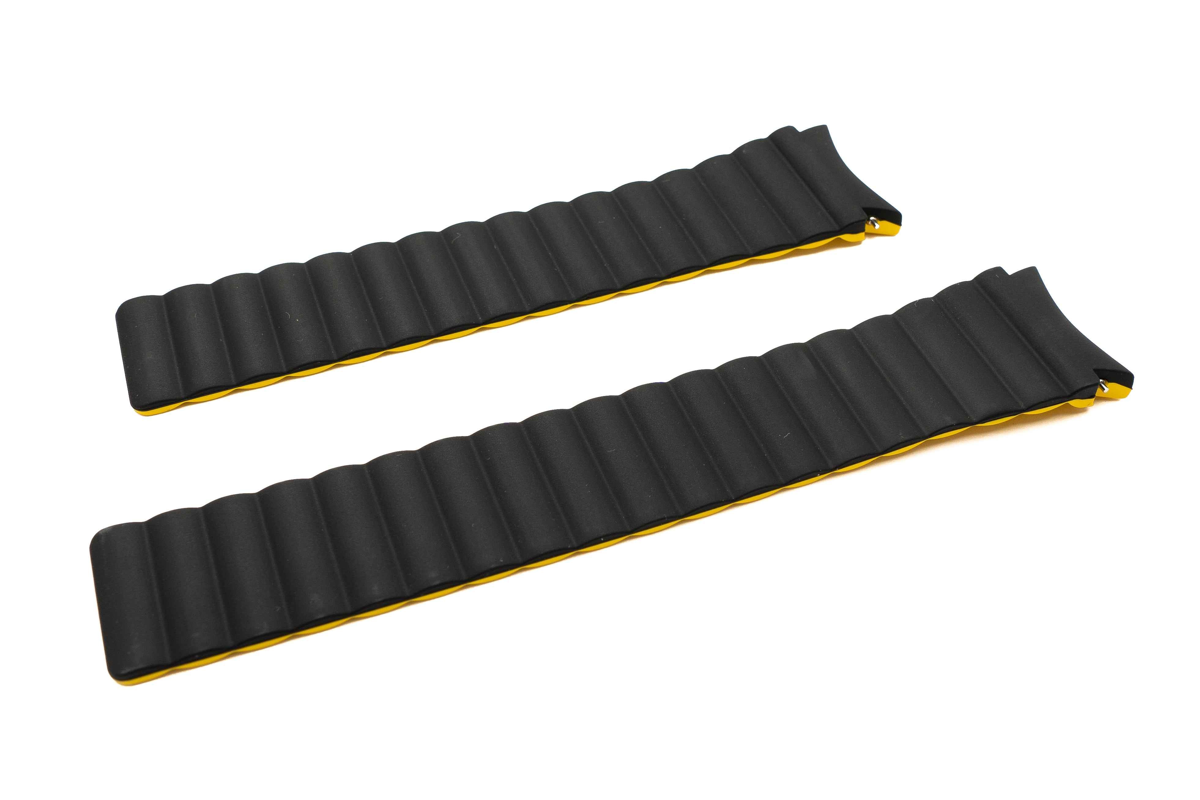 SYSTEM-S Armband 20 mm aus Silikon magnetisch für Samsung Galaxy Watch 5 4 Schwarz Gelb