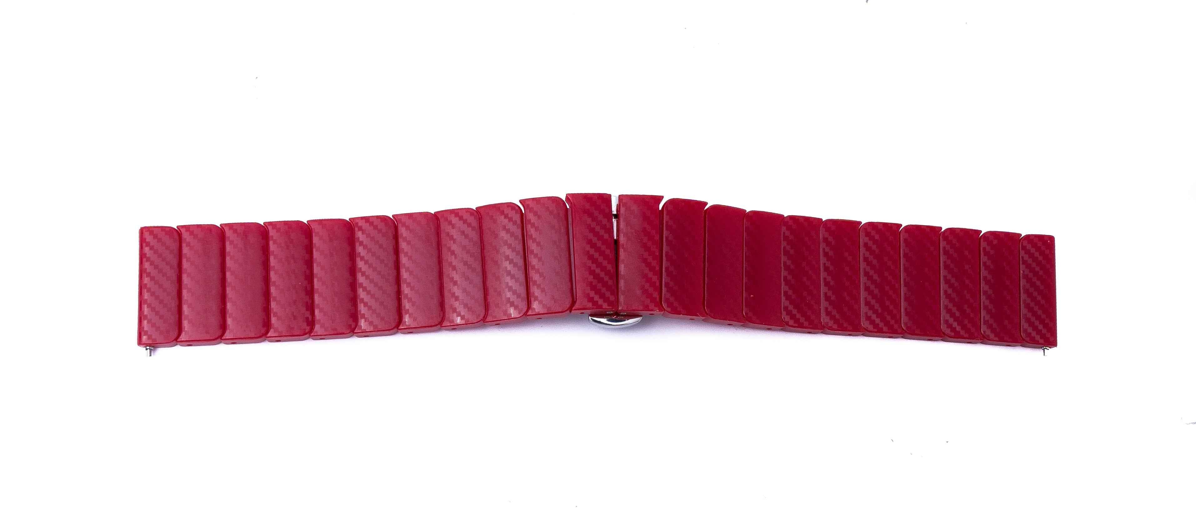 SYSTEM-S Armband 20 mm aus PC mit Butterfly Faltschließe für Smartwatch in Rot