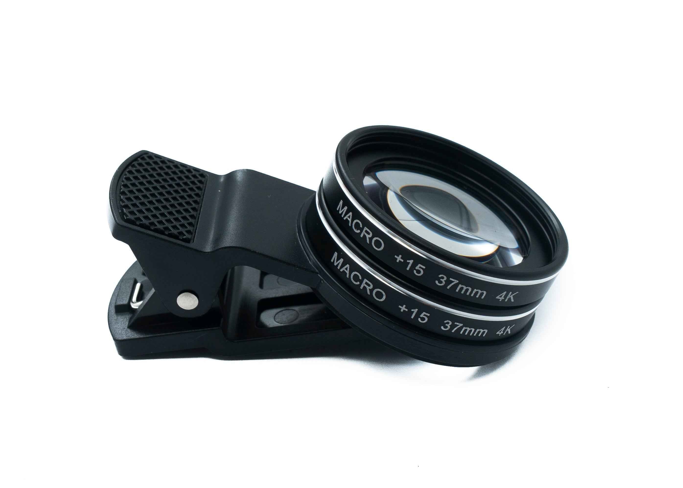 SYSTEM-S Makro Linse 15x Zoom Close Up Filter Kit mit Clip Beutel in Schwarz