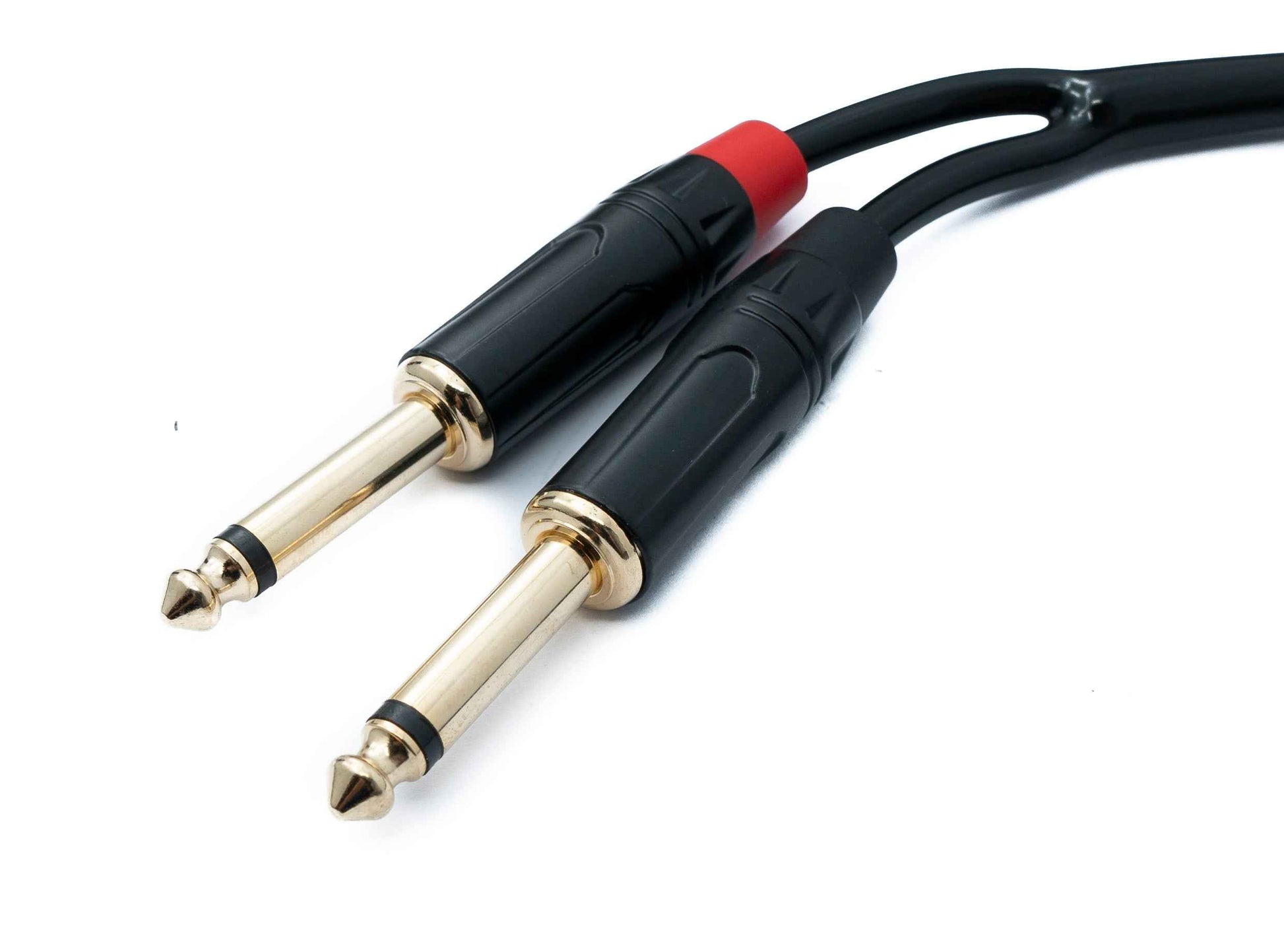 SYSTEM-S Audio Y Klinke Kabel 50 cm 2x 6,35 mm 2 polig Stecker zu 3,5 mm 3 polig Stecker AUX