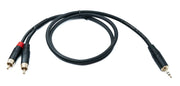 SYSTEM-S Audio Cinch 2 RCA Kabel 100 cm Stecker zu Klinke AUX 3,5 mm 3 polig Stecker