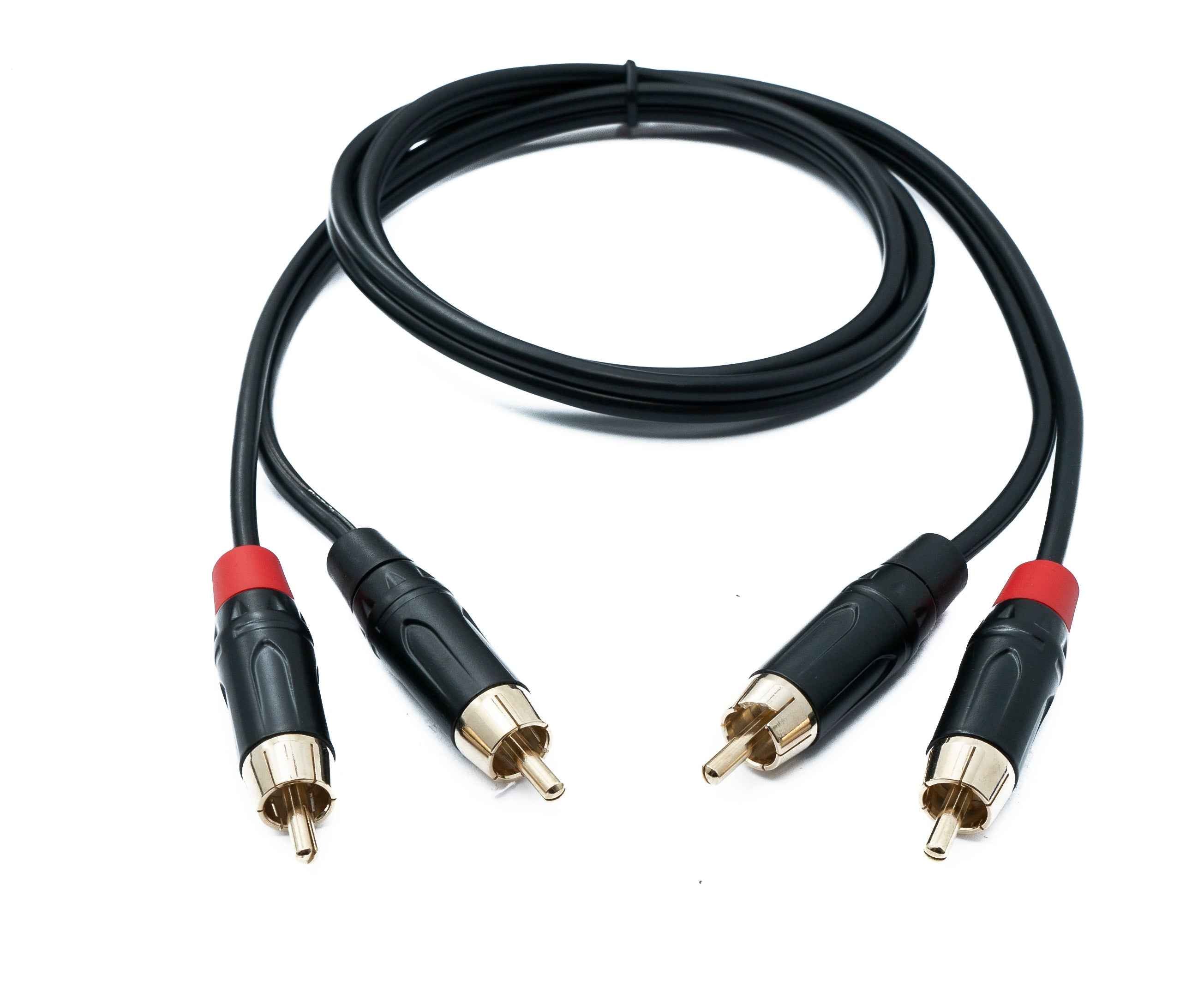 SYSTEM-S Audio Cinch 2 RCA Kabel 100 cm 2 polig Stecker zu Stecker in Schwarz