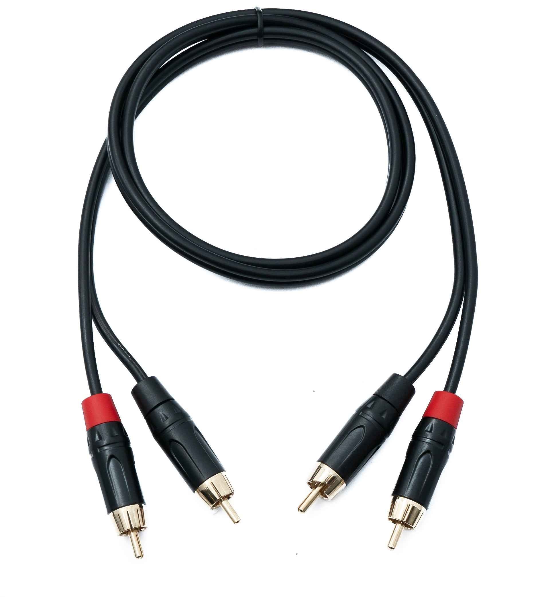 SYSTEM-S Audio Cinch 2 RCA Kabel 100 cm 2 polig Stecker zu Stecker in Schwarz