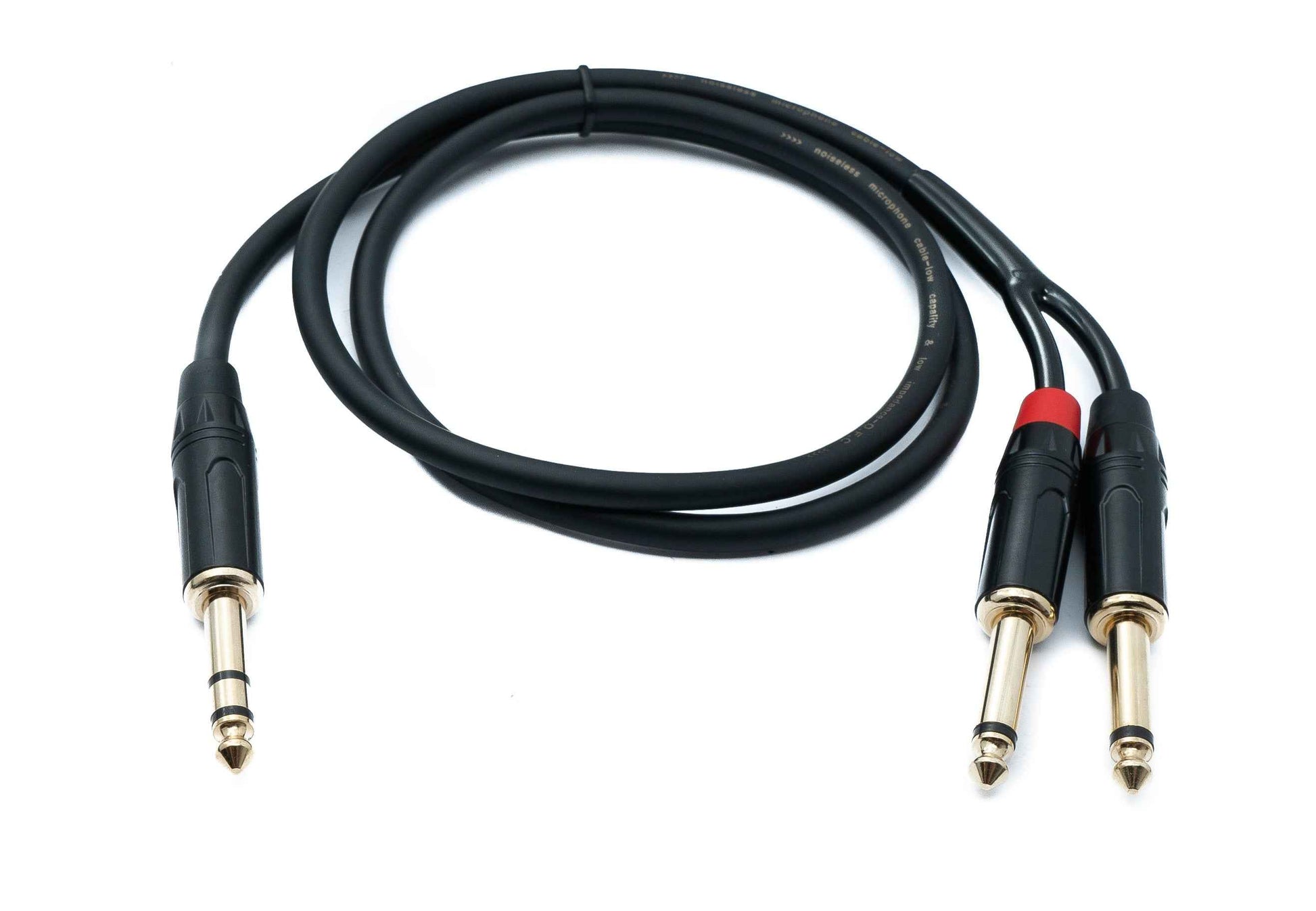 SYSTEM-S Audio Y Klinke Kabel 100 cm 1x 6,35 mm 2 polig Stecker zu 2x Stecker AUX