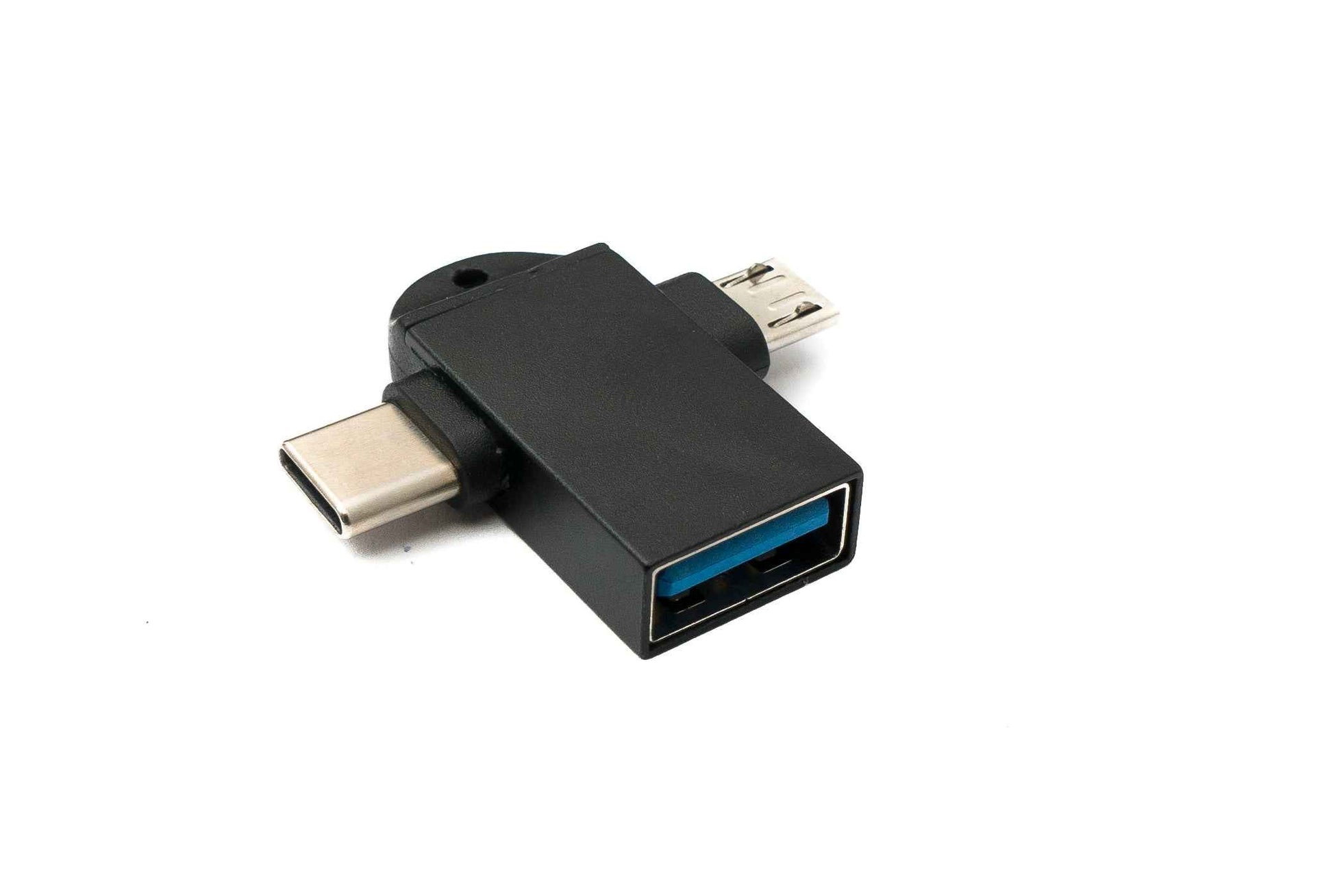 SYSTEM-S USB Y Adapter 3.1 Typ C & 2.0 Micro B Stecker zu 3.0 A Buchse Schlaufe in Schwarz