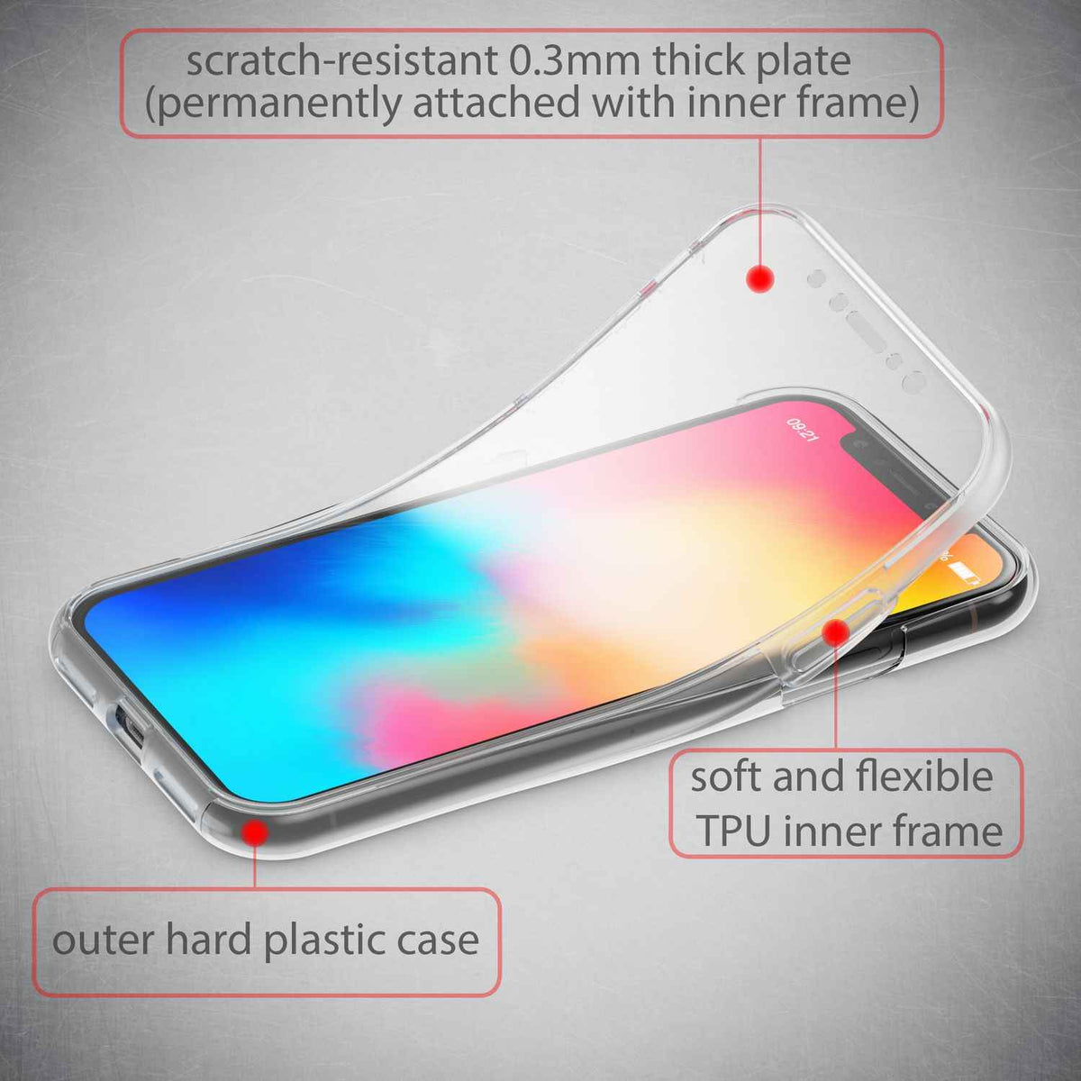 NALIA 360 Grad Handy Hülle für Apple iPhone X XS, Full Cover Case Rundum Bumper