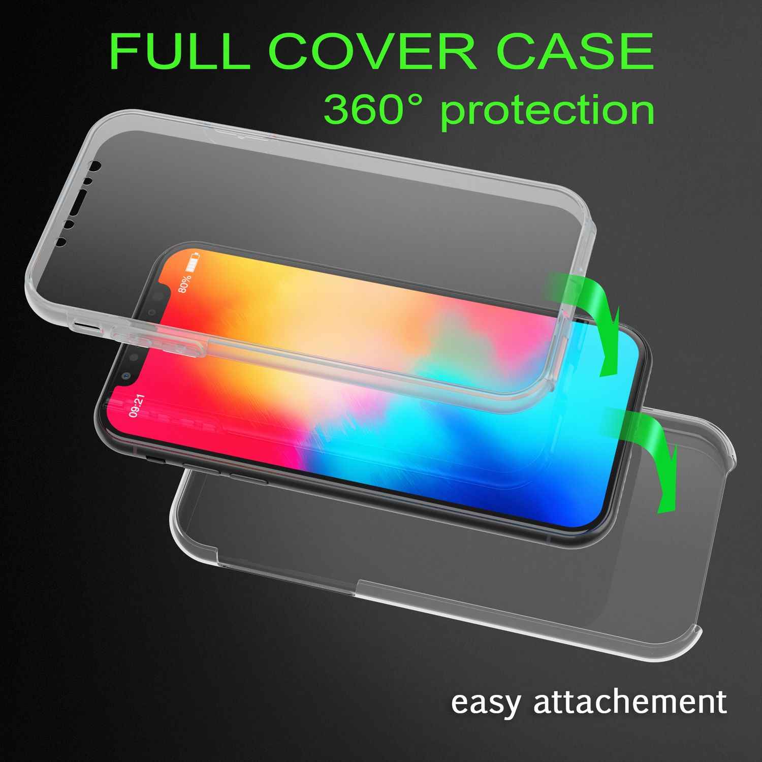NALIA 360 Grad Handy Hülle für Apple iPhone XS Max, Full Cover Case Bumper Etui