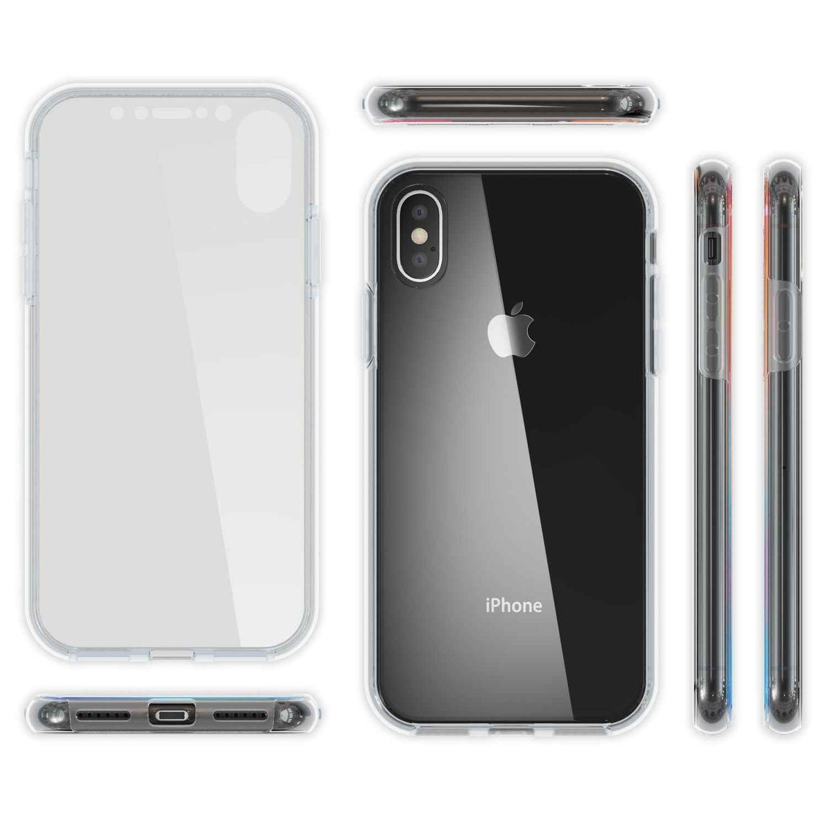 NALIA 360 Grad Handy Hülle für Apple iPhone X XS, Full Cover Case Rundum Bumper