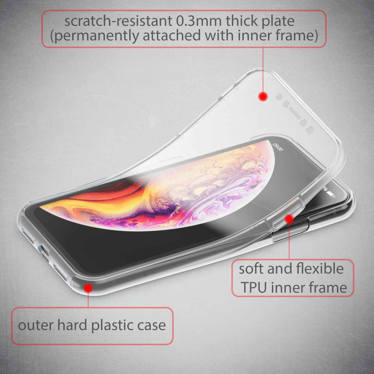 NALIA 360 Grad Handy Hülle für Apple iPhone XR, Full Cover Case Rundum Bumper