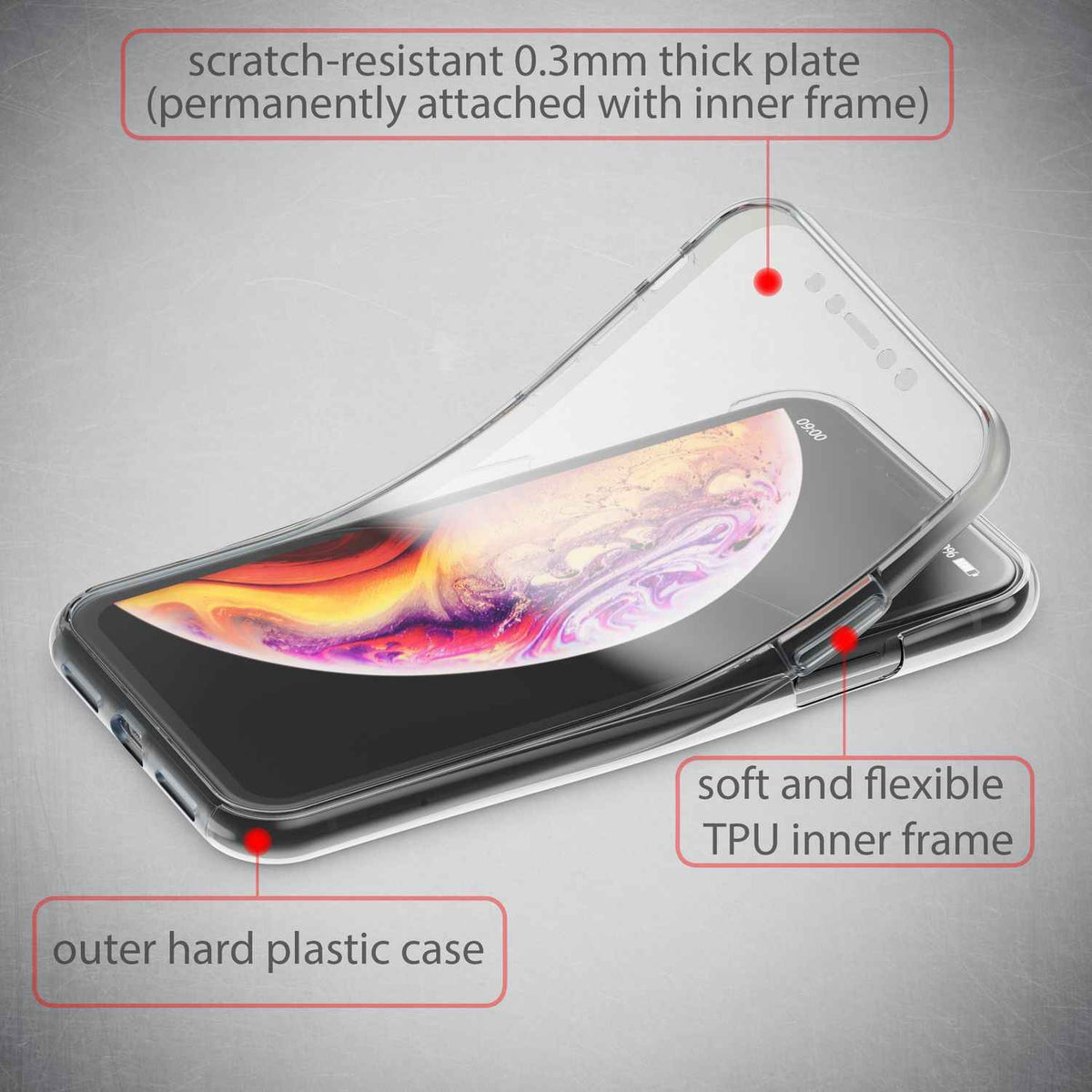 NALIA 360 Grad Handy Hülle für Apple iPhone XR, Full Cover Case Rundum Bumper