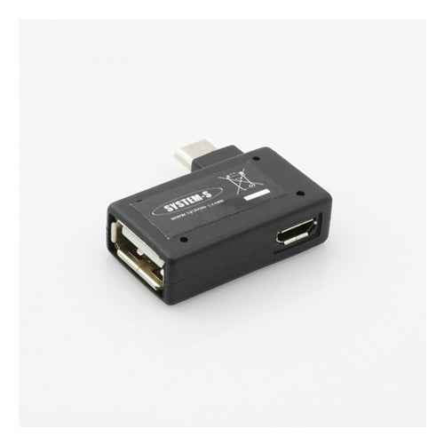 System-S 90° Winkelstecker (rechter Winkel) USB auf Micro USB OTG Host Cable Flash Drive Verbindung mit extra Micro USB Anschluss für Smartphone Tablet PC
