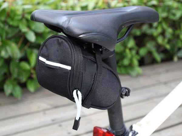 Fahrrad Satteltasche Werkzeugtasche schwarz Kunststoff Klettverschluss Reflektor