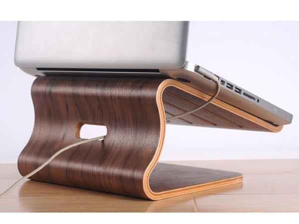 SYSTEM-S Echtholz Universal Notebookständer Laptop Netbook Ständer Halter Holz Ergonomisch in braun