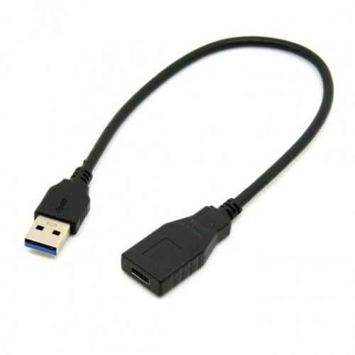 System-S USB 3.1 Type C (female) zu USB 3.0 Type A (male) Datenkabel Ladekabel Kabel Verlängerung 30 cm