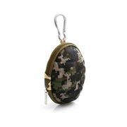 System-S Kopfhörer Schutztasche Hard Case Cover Schutz Aufbewahrungstasche Box mit Karabiner Pixel grün-camouflage
