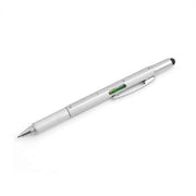 System-S 6in1 Stylus Touch Pen Eingabestift Kugelschreiber Lineal Schraubendreher Wasserwaage für Smartphone & Tablet PC in Silber-Farben