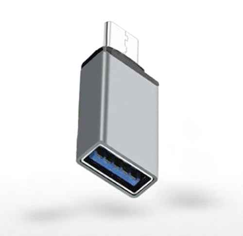 SYSTEM-S USB OTG On The Go Adapter USB Typ C 3.1 (male) zu USB A 3.0 (female) Konverter Adapter in der Farbe silber