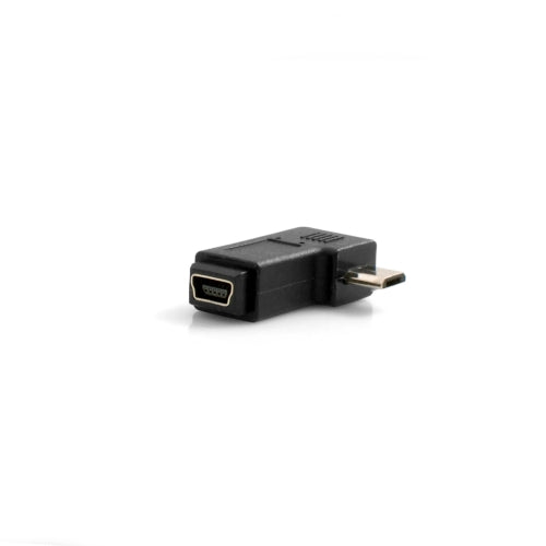 Adapter Mini USB Buchse auf Micro USB Stecker 90° gewinkelt schwarz | System-S