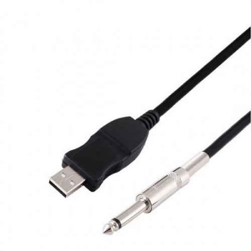 SYSTEM-S 3 meter USB Gitarrenkabel Basskabel Kabel Klinkenstecker USB zu Audio 1/4  6.3mm Male
