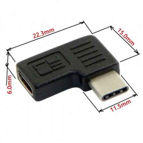 SYSTEM-S 90 Grad Rechts und Links Gewinkelt USB 3.1 Typ C Stecker auf USB 3.1 Typ C Buchse Adapter Winkel Adapterstecker