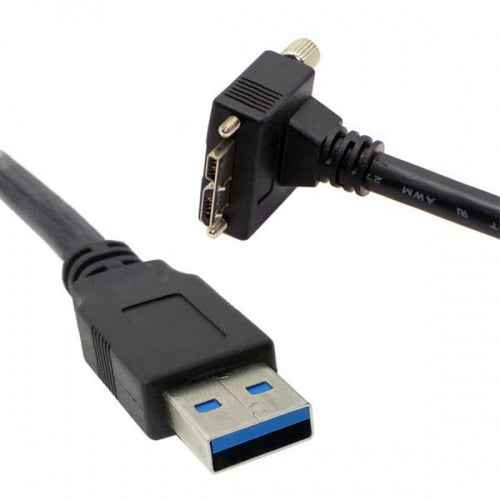 SYSTEM-S USB 3.0 A (male) zu Micro USB 3.0 (male) Aufwärts gewinkelt 120cm high speed Datenkabel Ladekabel mit Feststellschraube für Nikon D800 D800E D810