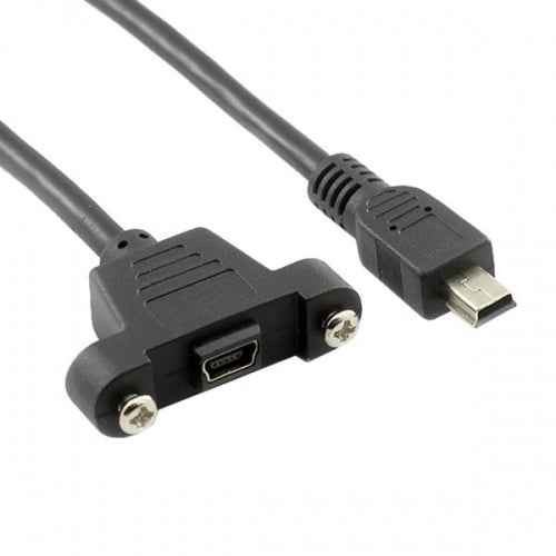 SYSTEM-S Mini USB Panel Mount Mini USB Stecker zu Mini USB Buchse mit Screw Nuts 50cm