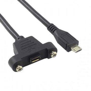 SYSTEM-S Micro USB Panel Mount Micro USB Stecker zu Micro USB Buchse mit Screw Nuts 50cm