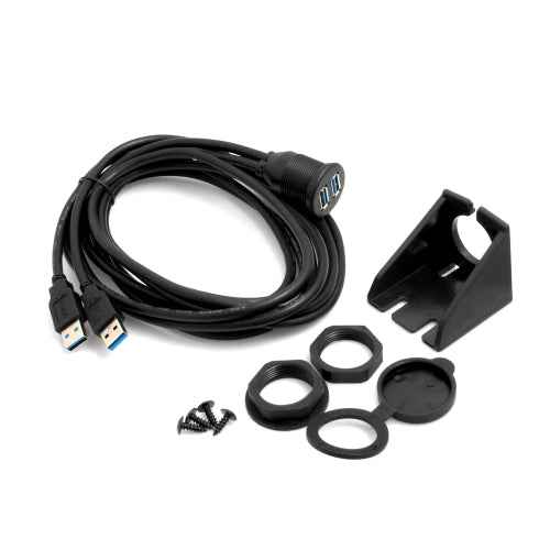 SYSTEM-S 2 m Dual USB 3.0 Kabel Einbaubuchse – Verlängerungskabel für Auto, Boot & Schreibtisch