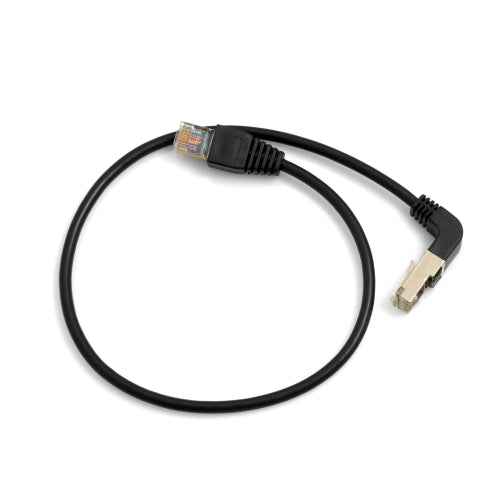 Ethernet-Netzwerkkabel RJ45 auf RJ45 45 cm gewinkelt Cat 5e schwarz | System-S