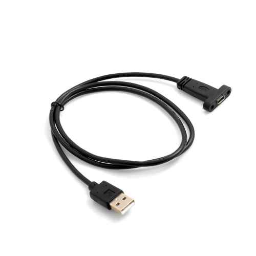 SYSTEM-S USB A Male zu USB C Female Panel Mount Stecker Ladekabel 90 cm