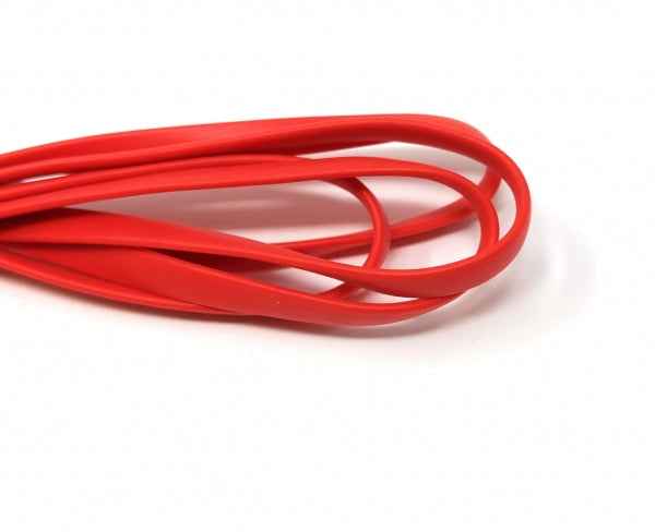 SYSTEM-S 3.5mm Klinke auf 3.5mm Klinke AUX Stereo Stecker Flachkabel 200 cm 3 Polig Rot