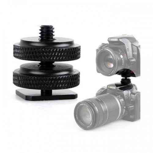 SYSTEM-S Blitzschuh Adapter mit 1/4" Gewinde aus Metall in Schwarz für Kamera