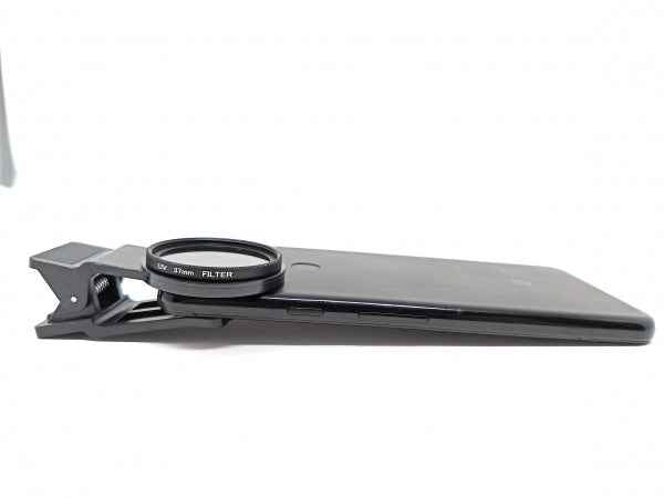 SYSTEM-S UV Filter 37 mm Gewinde mit Clip in Schwarz für Smartphone