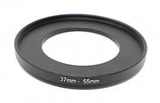 SYSTEM-S Objektiv Adapter 37 mm Gewinde zu 55 mm Step Up Ring in Schwarz für Filter