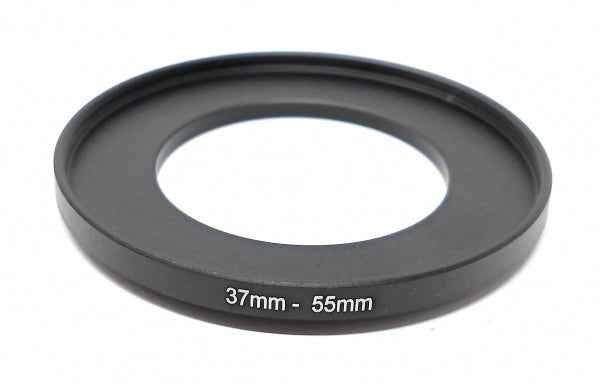 SYSTEM-S Objektiv Adapter 37 mm Gewinde zu 55 mm Step Up Ring in Schwarz für Filter
