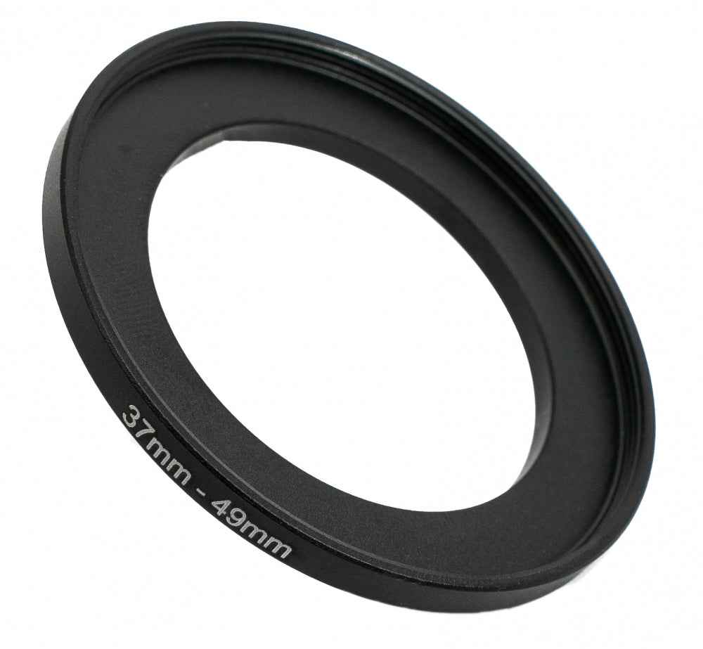 SYSTEM-S Objektiv Adapter 37 mm Gewinde zu 49 mm Step Up Ring in Schwarz für Filter