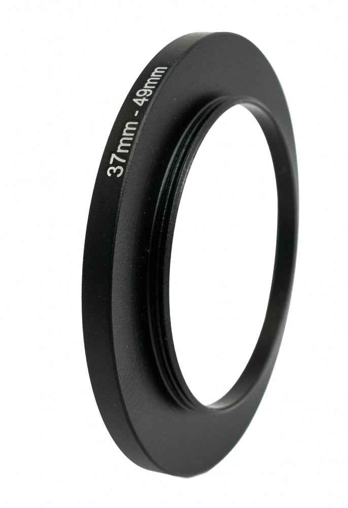 SYSTEM-S Objektiv Adapter 37 mm Gewinde zu 49 mm Step Up Ring in Schwarz für Filter