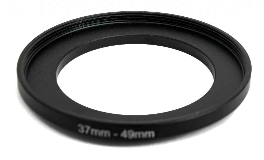 SYSTEM-S Objektiv Adapter 37 mm Gewinde zu 49 mm Step Up Ring in Schwarz für Filter